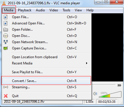 convert flv media player vlc player