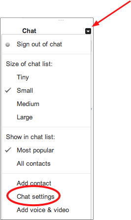 Select Chat Settings in Left Column
