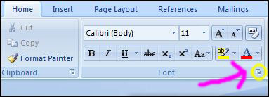 word 2007 select default font 1