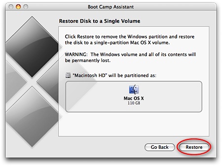 Select to Restore partition. 