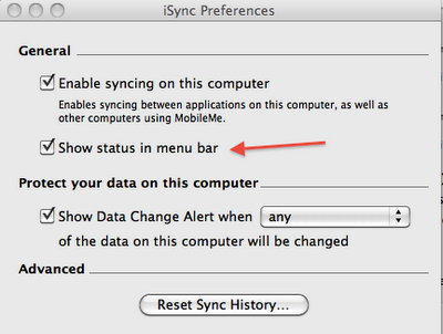 uncheck show status in menu bar under iSync preferences
