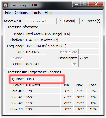 Core Temp – cpu temperature