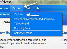 Accessing TeamViewer's Options