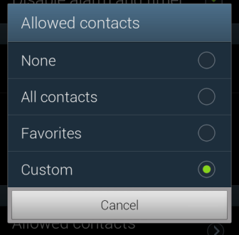 allowed contacts option