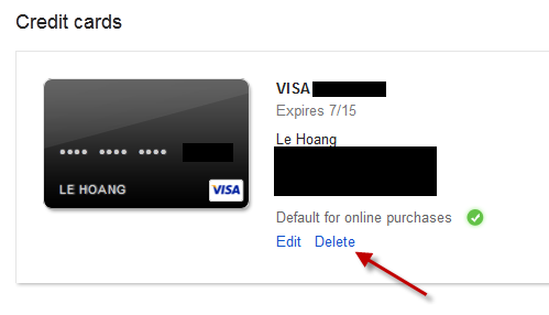 delete credit card google wallet