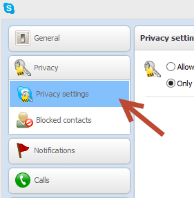 skype privacy option