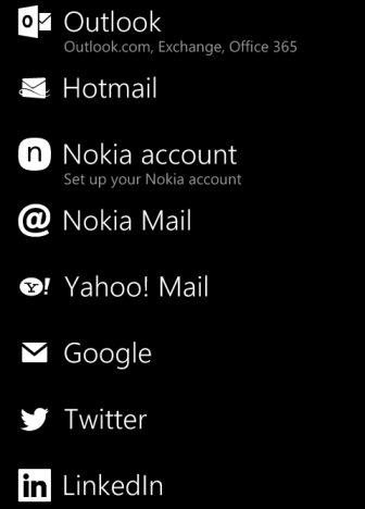 windows phone 8 supported account list