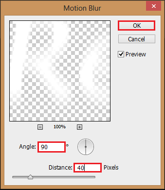 Change the angle to 90 and the distance to 40, click OK