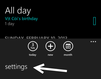 windows phone 8 calendar settings