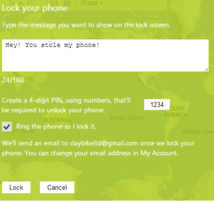 remotely pin lock send message windows phone 8