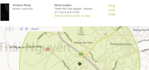 locate windows phone 8 on map