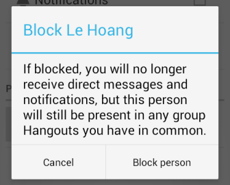 google hangouts block person confirmation