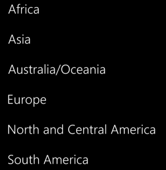 windows phone 8 select continent map