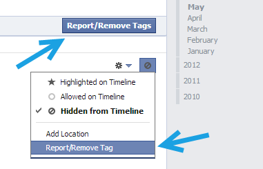 facebook report or remove tags