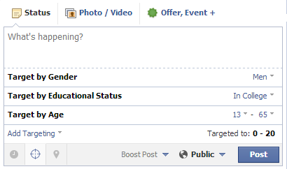facebook page add targeting options