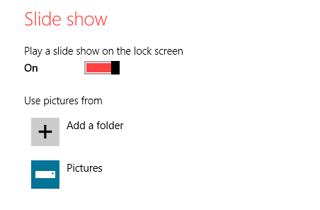 windows 8.1 turn on slide show feature add folder