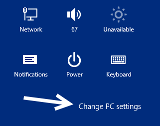 windows 8 change pc settings