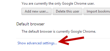 google chrome show advanced settings