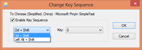 change input shortcut key sequence