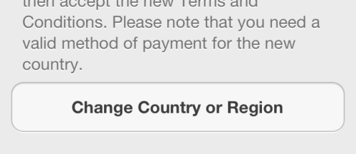 change country or region in iOS