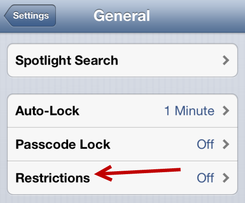 ios restrictions settings