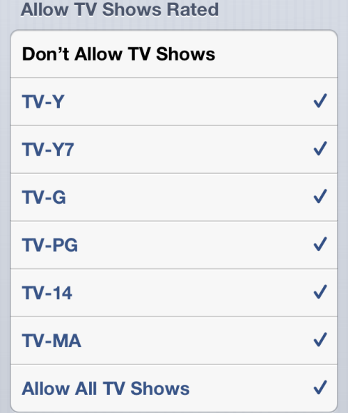 hide TV Shows in iOS