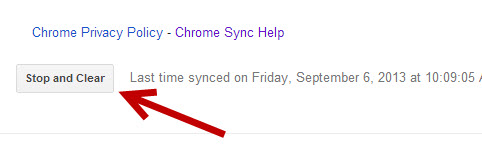 stop and clear google chrome sync data