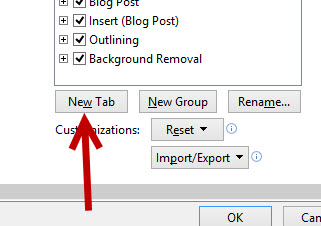 Office 2013 Create new custom tab on ribbon
