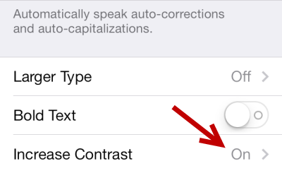 iOS 7 Increase Contrast Turn Off Translucent Effect