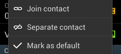 samsung android join or separate contact mark as default