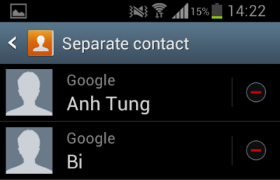 samsung android separate contact