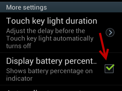 samsung android display battery percentage
