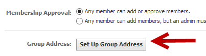 set up Facebook group custom address