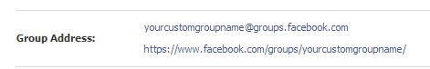 Facebook group custom address example
