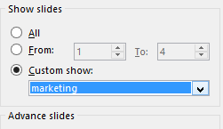 select custom show to display in powerpoint