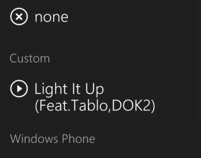 choose custom ringtone in windows phone 8