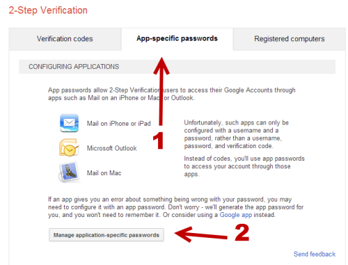 generate app specific password for google account