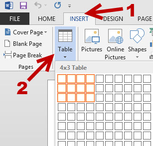 insert new table to word document