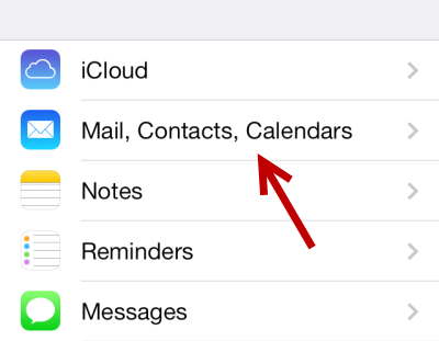 iOS Mail Contacts Calendars Settings