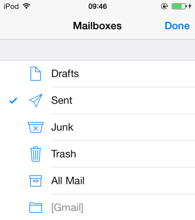 iOS 7 add email folder shortcut in Mail
