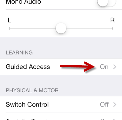 turn on Guided Access in Settings