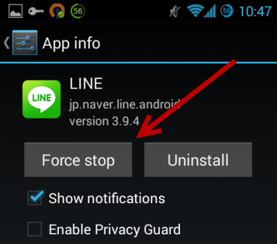 force close android app