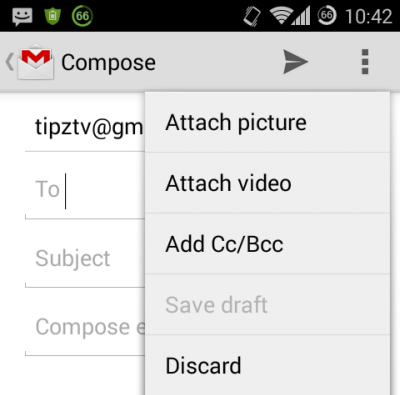Attach picture or video in Gmail android