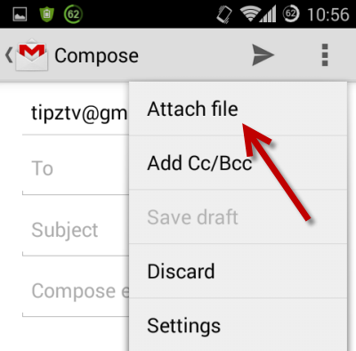 attach any file in Gmail android