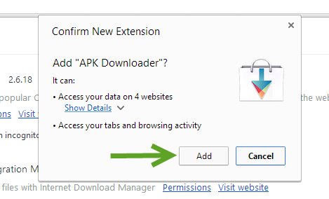 confirm adding extension to Chrome browser
