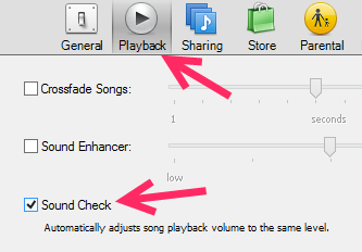 iTunes Playback Preferences Sound Check