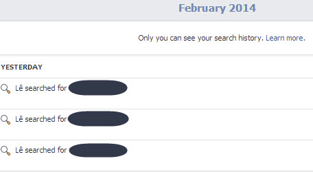 view old Facebook search terms