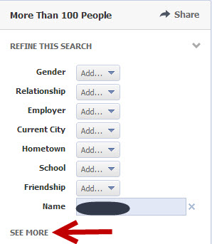 Facebook people search filters