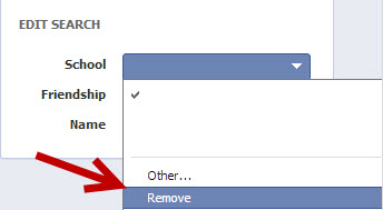remove Facebook search filters