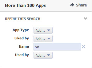 Facebook app search filters